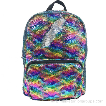 High quality reversible magic sequin backpack bag rainbow DIY large capacity school backpack for kid bag